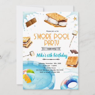 convite de aniversário para festa de piscina com S