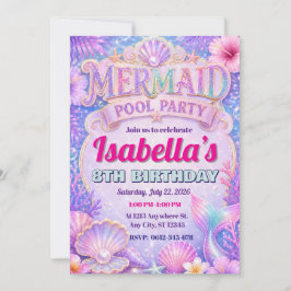 Convite de Aniversário para Festa de Piscina da Se