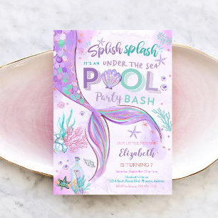 Convite de Aniversário para Festa de Piscina da Se