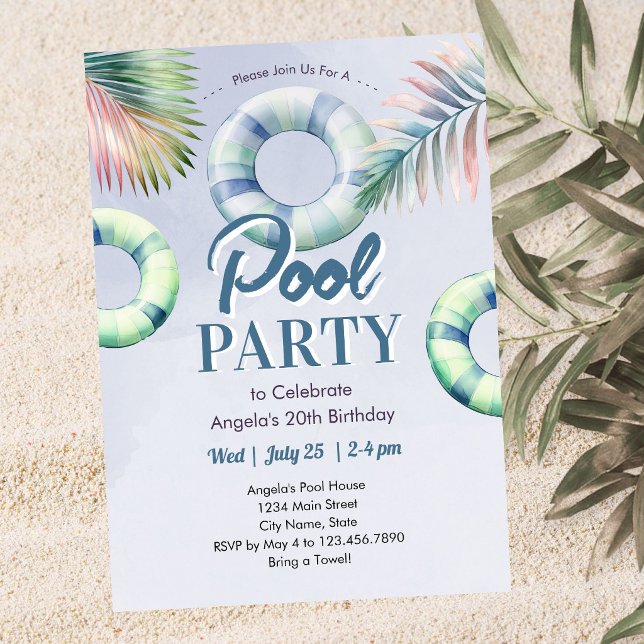Convite de Aniversário para Festa de Piscina de Ad (Criador carregado)