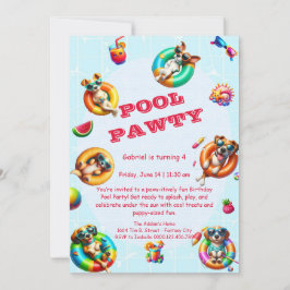 Convite de aniversário para Festa de Piscina de Cã