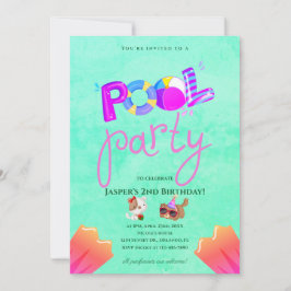 Convite de Aniversário para Festa de Piscina de Ca