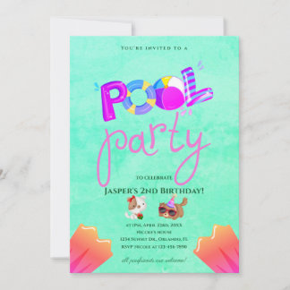 Convite de Aniversário para Festa de Piscina de Ca