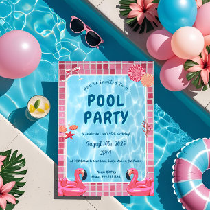 Convite de Aniversário para Festa de Piscina de Di