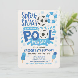 Convite de Aniversário para Festa de Piscina de Fu