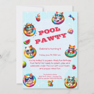 Convite de Aniversário para Festa de Piscina de Ga