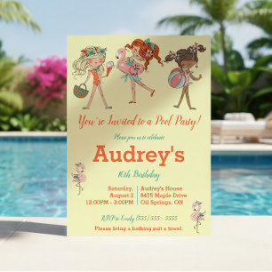 Convite de Aniversário para Festa de Piscina de Me