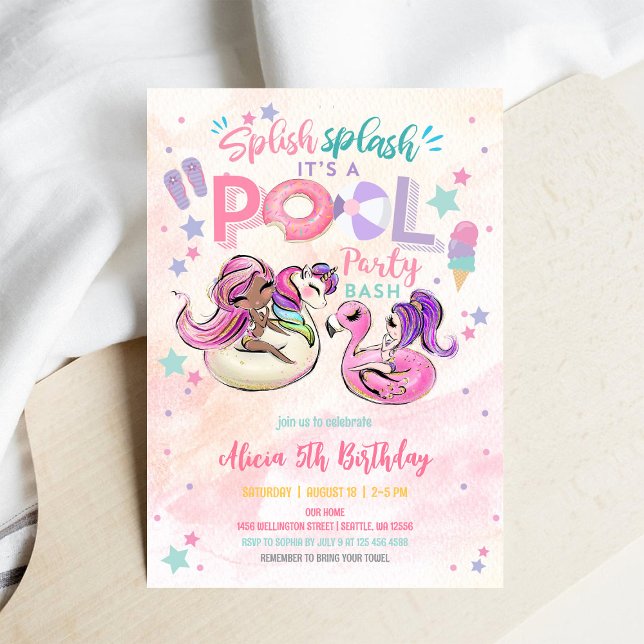 Convite de Aniversário para Festa de Piscina de Me (Criador carregado)