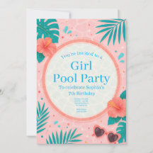 Convite de Aniversário para Festa de Piscina de Me