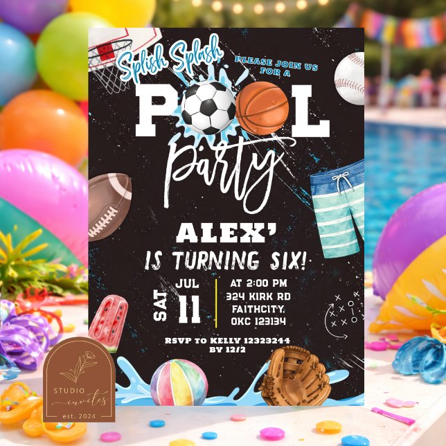 Convite de Aniversário para Festa de Piscina de To (Criador carregado)