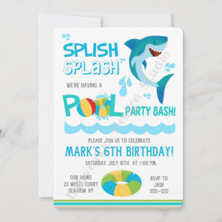 Convite de Aniversário para Festa de Piscina de Tu