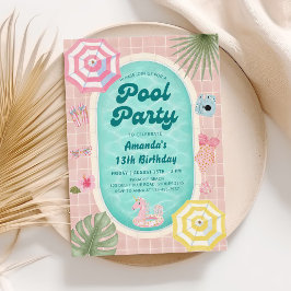 Convite de aniversário para festa de piscina de ve