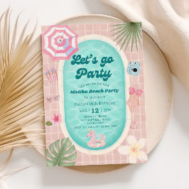 Convite de Aniversário para Festa de Piscina de Ve