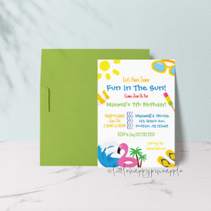 Convite de Aniversário para Festa de Piscina de Ve