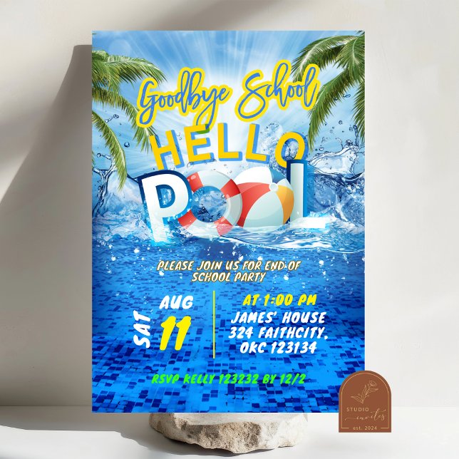 Convite de Aniversário para Festa de Piscina de Ve (Criador carregado)