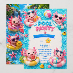 Convite de Aniversário para Festa de Piscina do Ax