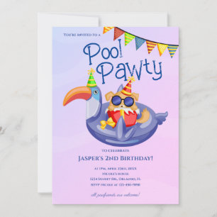 Convite de Aniversário para Festa de Piscina do Cã