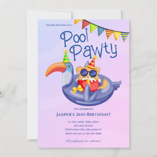 Convite de Aniversário para Festa de Piscina do Cã