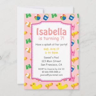 Convite de Aniversário para Festa de Piscina Kids