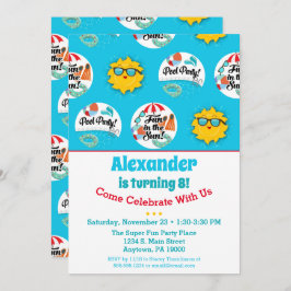 Convite de Aniversário para Festa de piscina para 