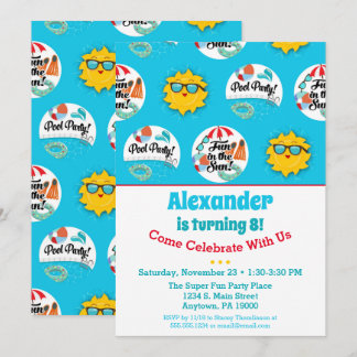 Convite de Aniversário para Festa de piscina para