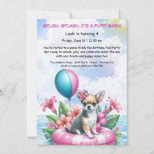 Convite de Aniversário para Festa de Piscina Splas