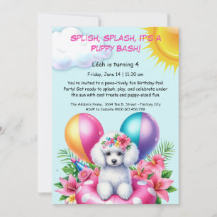 Convite de Aniversário para Festa de Piscina Splas