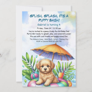 Convite de Aniversário para Festa de Piscina Splas