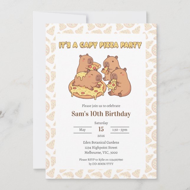 Convite de Aniversário para Festa de Pizza do Capi (Frente)