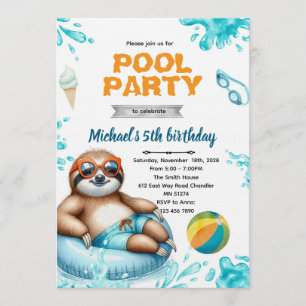 Convite de aniversário para festa de preguiça na p
