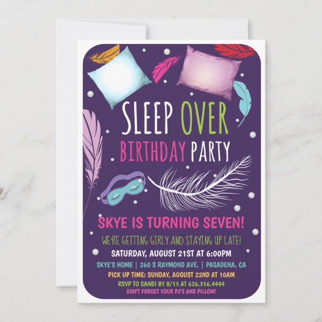 Convite de Aniversário para Festa de Pyjama (Frente)