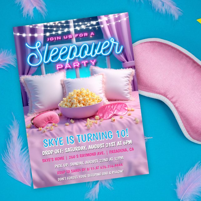 Convite de Aniversário para Festa de Pyjama (Criador carregado)
