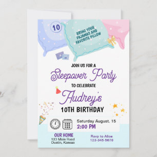 Convite de Aniversário para Festa de Pyjamas