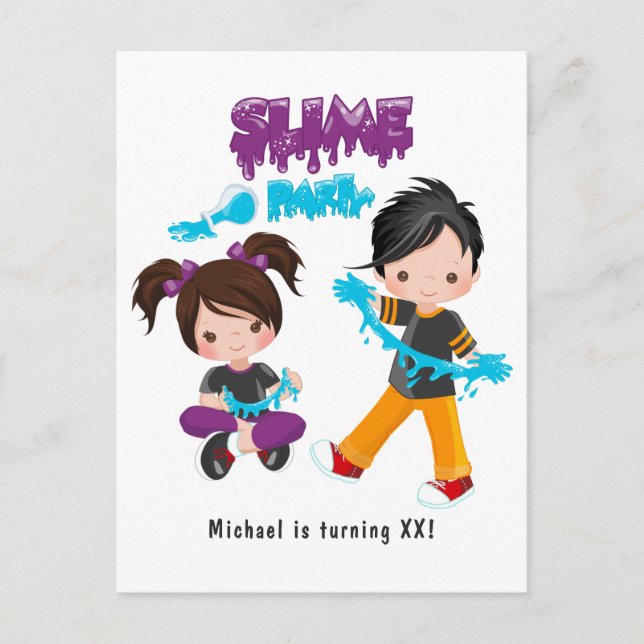 Convite de Aniversário para Festa de Slime Fofa (Frente)