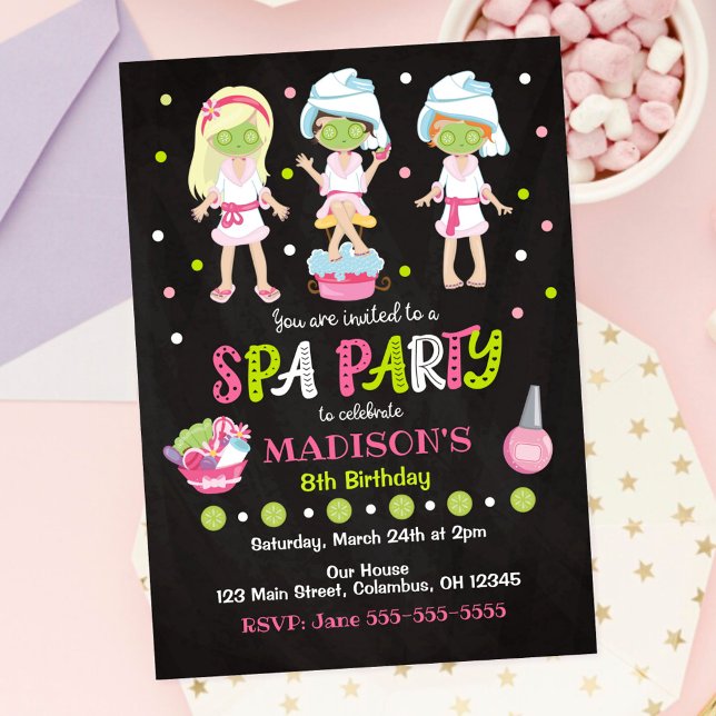 Convite de Aniversário para Festa de Spa (Criador carregado)