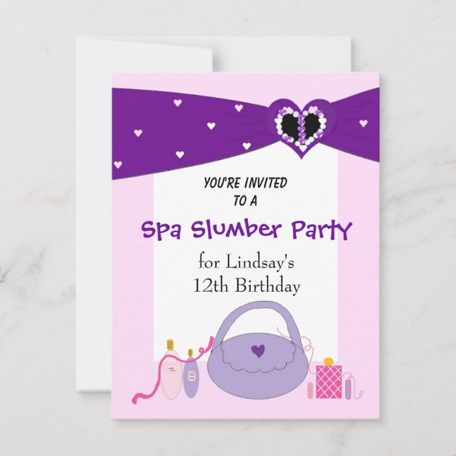 Convite de Aniversário para Festa de Spa com Faixa (Frente)
