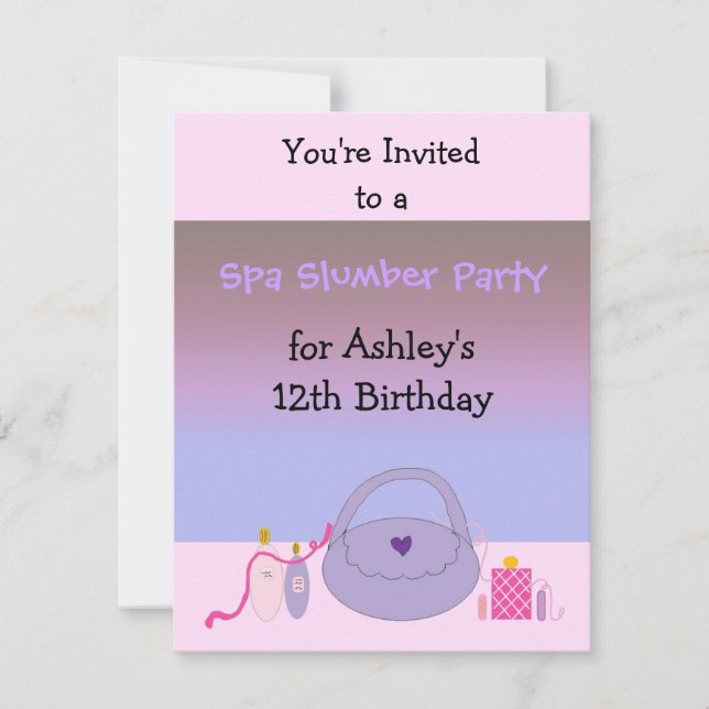 Convite de Aniversário para Festa de Spa Rosa e Ro (Frente)