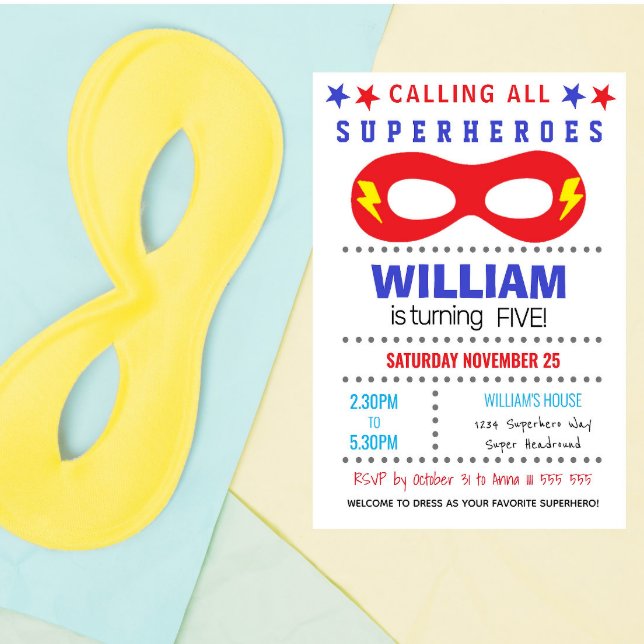 Convite de Aniversário para Festa de Super-Heróis  (Criador carregado)