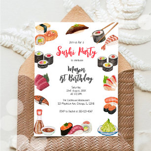 Convite de Aniversário para Festa de Sushi