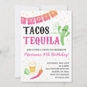 Convite de Aniversário para Festa de Tacos e Tequi