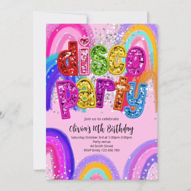 Convite de Aniversário para Festa Disco (Frente)