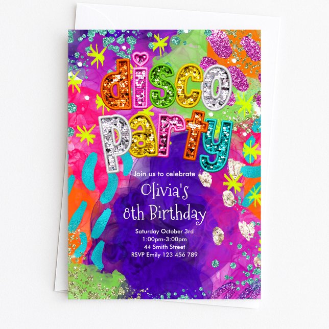 Convite de Aniversário para Festa Disco (Criador carregado)