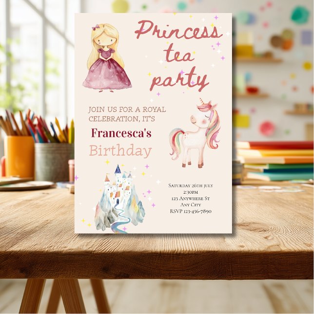 Convite de aniversário para Festa do Chá da Prince (Criador carregado)