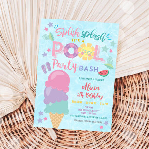 Convite de Aniversário para Festa na Piscina