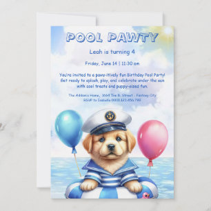 Convite de Aniversário para Festa na Piscina com S
