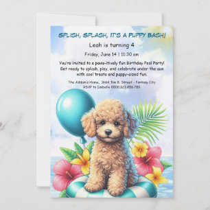 Convite de Aniversário para Festa na Piscina com S
