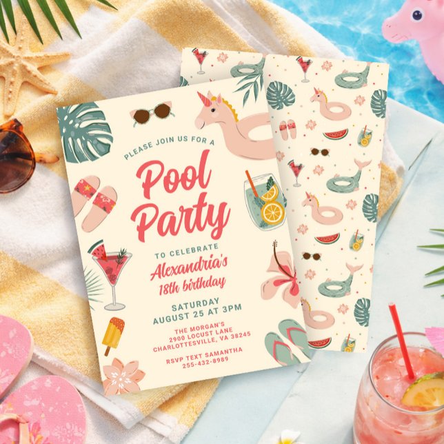 Convite de Aniversário para Festa na Piscina Convi (Criador carregado)