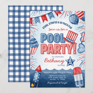 Convite de Aniversário para Festa na Piscina de 4