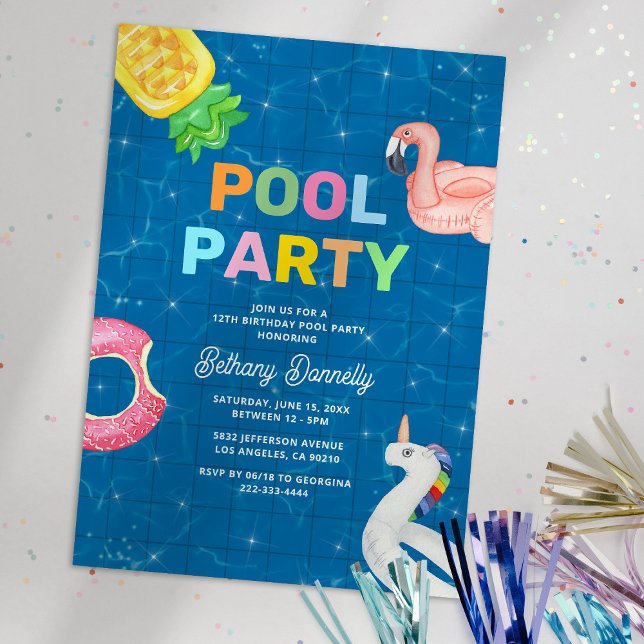 Convite de Aniversário para Festa na Piscina para  (Criador carregado)