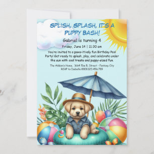 Convite de Aniversário para Festa na Piscina Splas